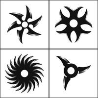 Shurikens silhouette set isolated on a white background illustration vector
