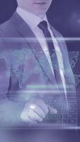 The man works with the virtual tracking interface. video