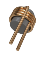Angle view of 3D copper Induction heating coil with magnet, electric electronics part instrument for engineering assembling, or repair png