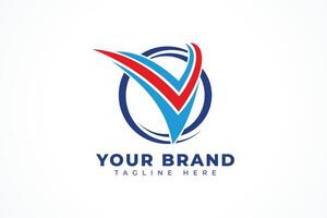 Circle Sphere Letter V Check Mark Logo Design Element vector
