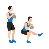 Man doing Single kettlebell pistol squat exercise. vector