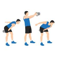 Man doing Alternating hand kettlebell swing exercise. vector