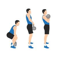 Man doing Double kettlebell dead clean exercise. vector