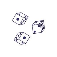 Simple sketch dice cartoon illustration art with flat style concept vector