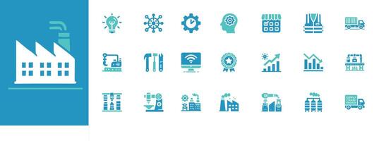 Factory Icon Set Automation, Machinery, Manufacturing, Efficiency Editable, Professional Design vector