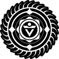 A solid style icon of motion chakra symbol vector