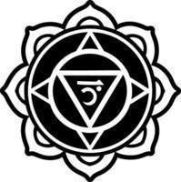 A glyph style icon of divine chakra symbol vector