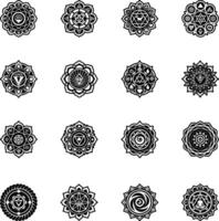 A set of black and white mandalas vector