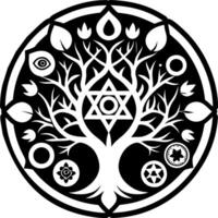 Life tree tattoo, glyph style icon vector