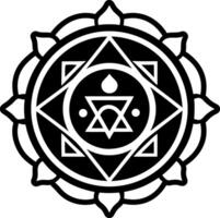 Cosmic chakra symbol icon in solid style vector
