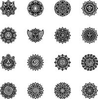 A set of different designs of the chakra symbols vector