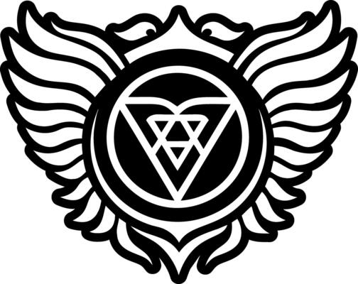 A glyph style icon of sacred wings symbol