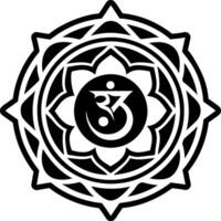 Sanskrit chakra symbol icon in solid style vector
