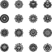 Chakra symbols set vector