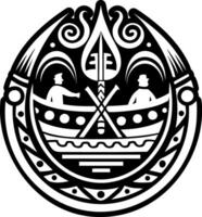 Maori boat symbol icon in solid style vector