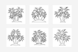 Minimalist Coconut Tree One Line Art Tropical Beach Design vector
