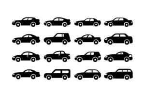 set of black vehicle icons vector