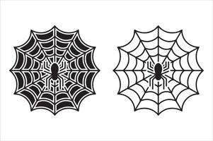 Spider web with spider line art of illustration vector
