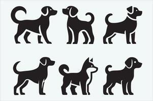 Set of dogs silhouette elegant canine pets in flat art vector