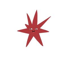 Cute star with emotions drawn in flat style. Hand drawn illustration. vector