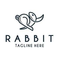 rabbit logo design. line art simple vector