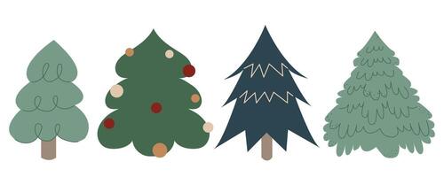 Collection of Christmas trees. Colorful illustration in flat cartoon style. Element for print, banner, card, brochure or poster vector