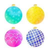 Watercolor Christmas balls. Christmas decoration. Illustration isolated on white background. Element for print, banner, card, brochure or poster vector