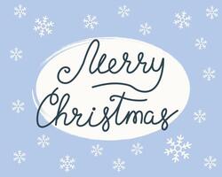 Merry Christmas Holiday card. Abstract creative universal artistic template with lettering and snowflakes. vector