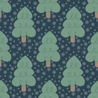 Christmas concept. Winter background. Winter Forest background. Pine, spruce, christmas tree. Snowy graphic trees seamless pattern in swatches. vector