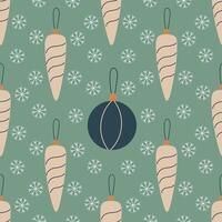 Christmas tree balls, retro seamless pattern. Hand drawn Christmas decoration with snowflakes. Pattern in swatches. For fabric, wrapping paper and other decoration vector