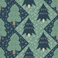 Christmas. Winter background. Winter Forest background. Pine, spruce, christmas tree. Snowy graphic trees seamless pattern in swatches. vector