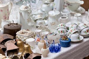 Porcelain at a flea market photo