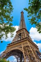 Marvel at the iconic Eiffel Tower standing tall and proud in the heart of Paris. Its intricate iron latticework and majestic height make it an architectural masterpiece. photo