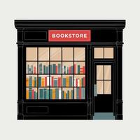 Vintage Bookstore Front Illustration with Colorful Books Display vector