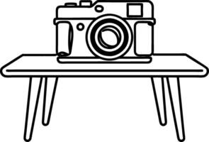 Vintage Camera Illustration on Modern Minimalist Table Design vector
