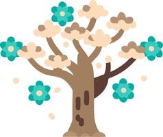 Whimsical Cartoon Tree with Blossoms and Branches in Flat Art Style vector