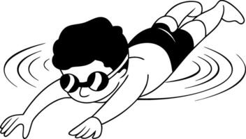 Illustration of Swimmer in Freestyle Stroke with Goggles in Water vector