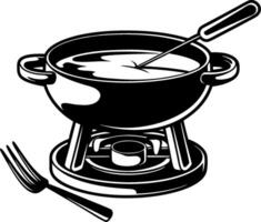 Illustration of Fondue Pot with Fork and Burner for Culinary Design vector