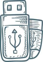 Vintage Style USB Flash Drive for Technology and Data Storage Concepts vector