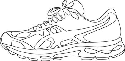 Outline of Athletic Running Shoe Design for Sports and Fitness vector