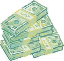 Stack of Green Dollar Bills Illustrating Wealth and Financial Success Concept vector