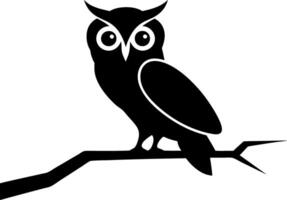Silhouette of Owl Perched on Branch Minimalist Wildlife Art Design vector