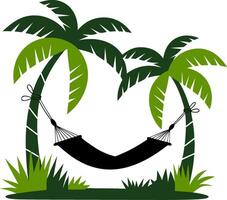 Tropical Palm Trees with Hammock Perfect for Relaxation Themes and Travel Graphics vector