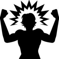 Strong Muscular Silhouette with Energy Rays Symbolizing Power and Motivation vector