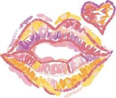 Vibrant Colorful Lips and Heart Illustration for Romantic Design Projects vector