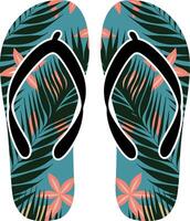 Tropical Flip Flops Design with Leaf and Flower Pattern vector