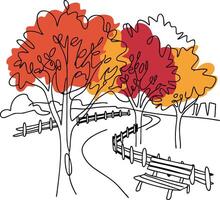 Vibrant Autumn Park with Colorful Trees and Pathway vector