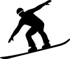 Silhouette of Snowboarder in Action on Slope for Winter Sports Design vector