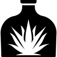 Tequila Bottle Silhouette with Agave Plant Graphic for Beverage Branding vector
