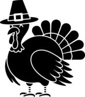 Thanksgiving Turkey Silhouette Wearing Pilgrim Hat Illustration vector